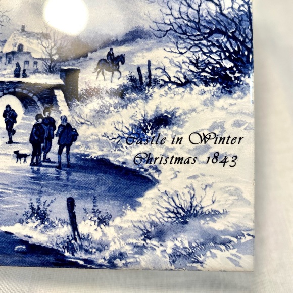 FINAL PRICE 🤑 Vntg Royal Mosa Holland Delft Xmas 1843 Castle in Winter Tile - Picture 3 of 12